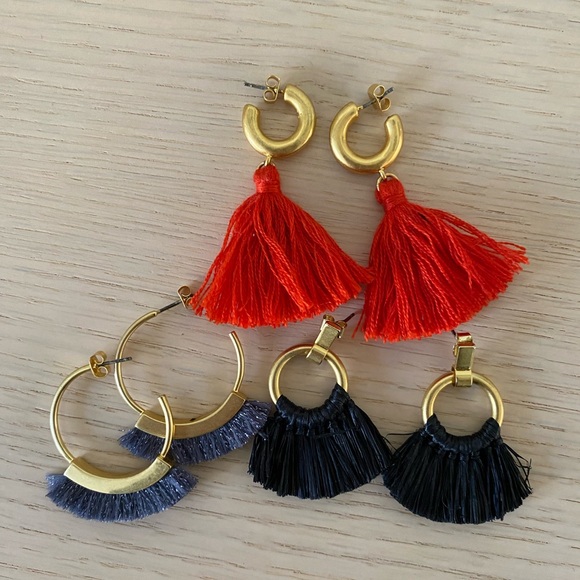 Madewell Jewelry - Madewell earrings - 3 pairs of hoops with fringe / tassels